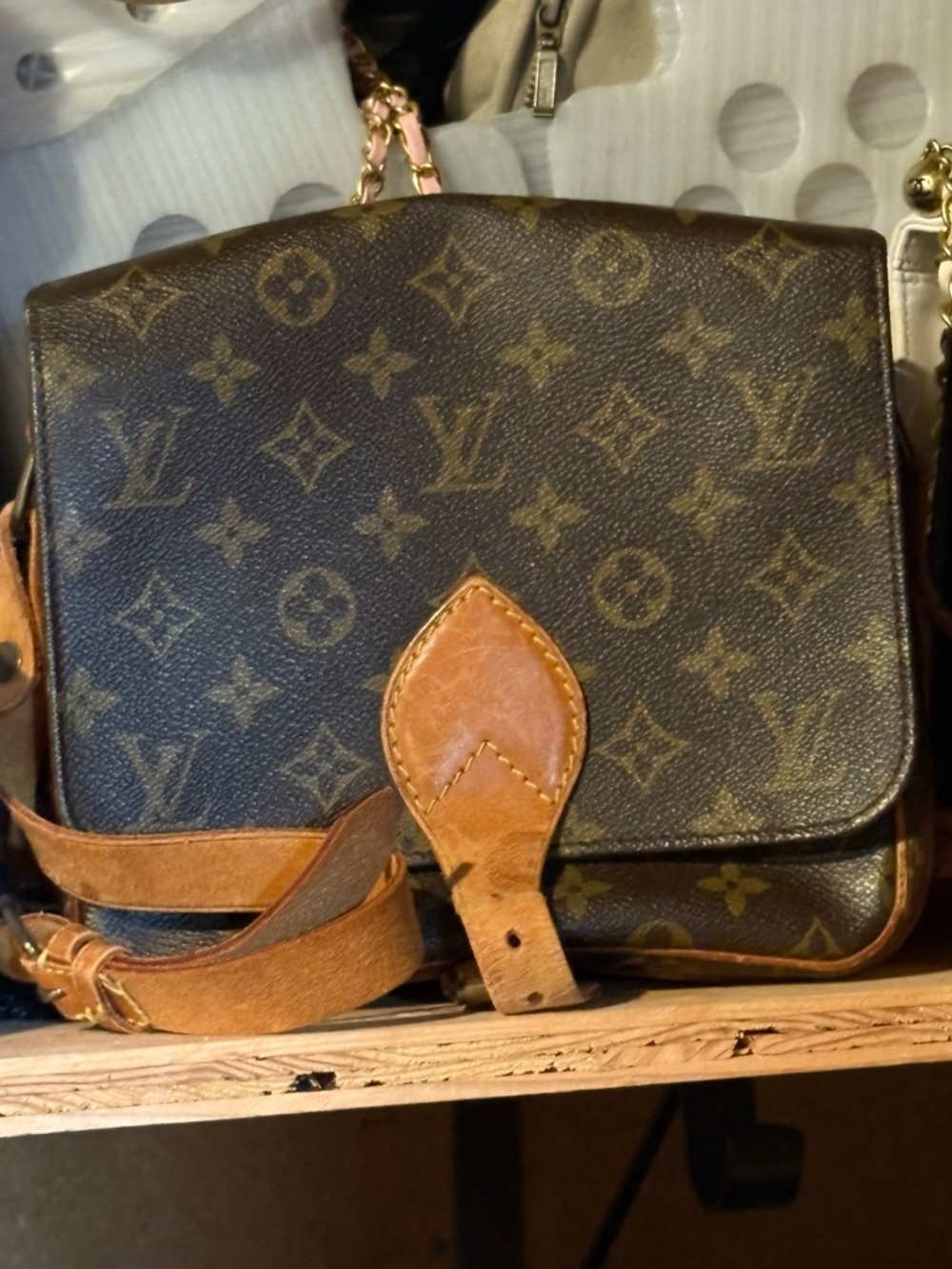 Louis Vuitton Monogram Messenger Bag in Brown and Tan Leather Trim